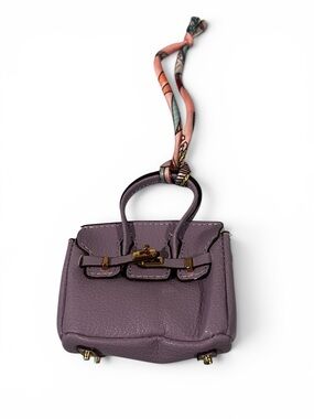 Lavender Purple Mini Top-Handle Bag Charm with Scarf Tie NWOT